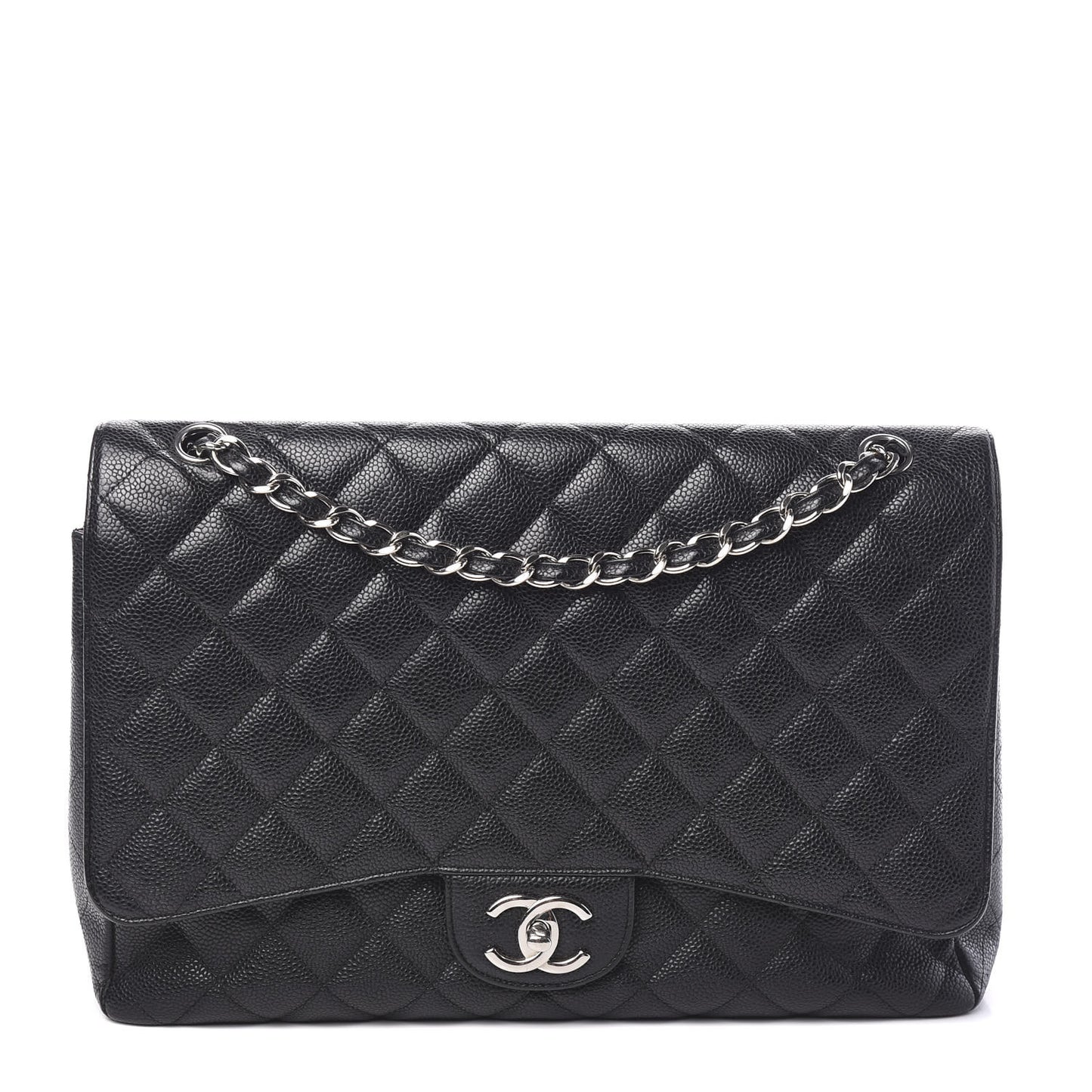 Caviar Quilted Maxi Double Flap Black