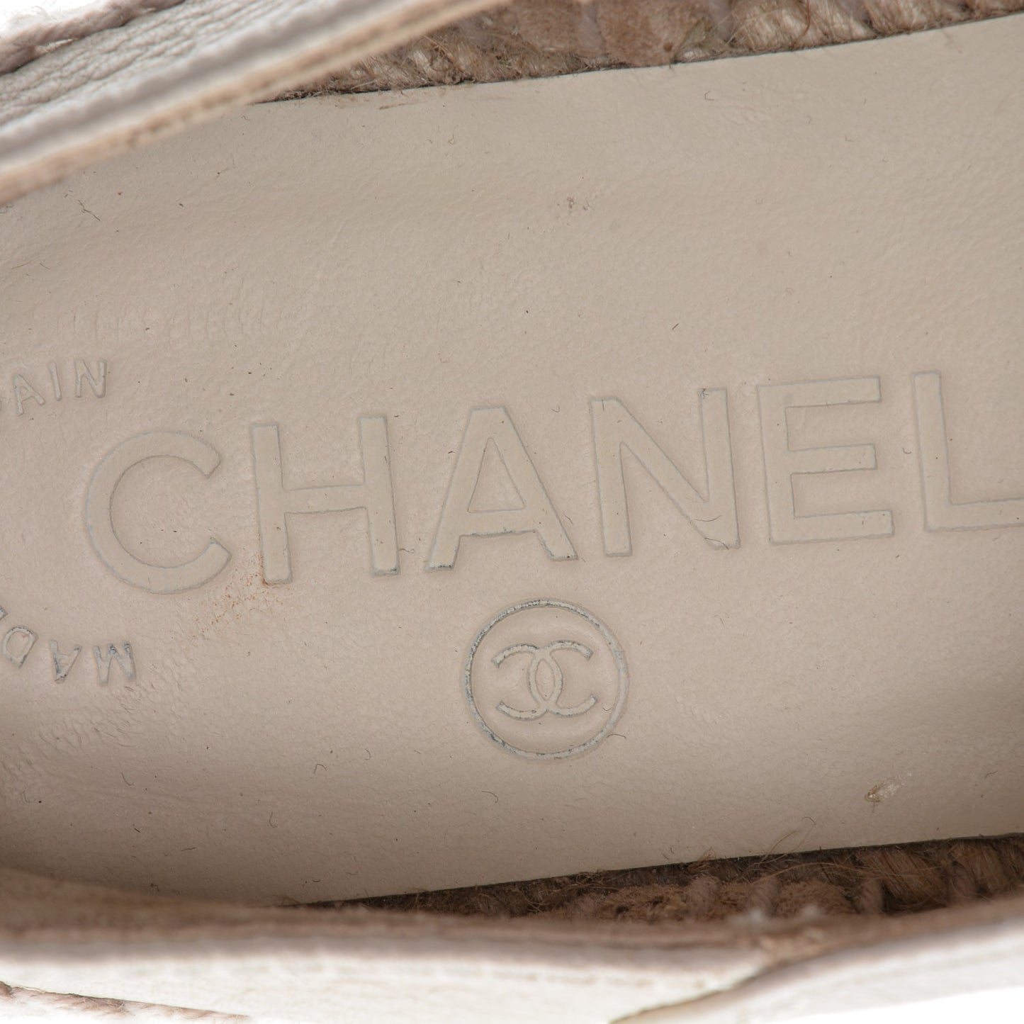 Grained Calfskin CC Espadrilles 35 Beige Black