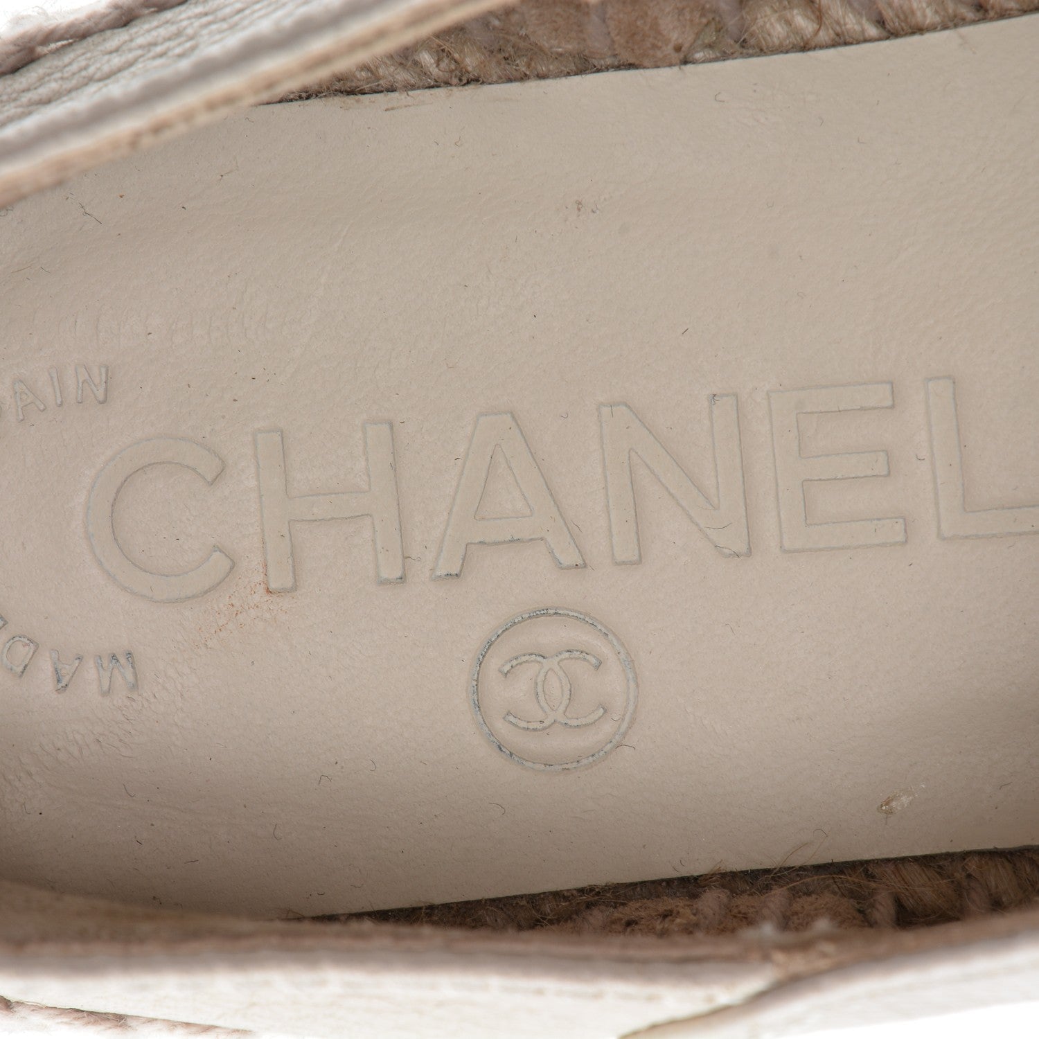 Chanel Grained Calfskin CC Espadrilles 35 Beige Black 7 of 7