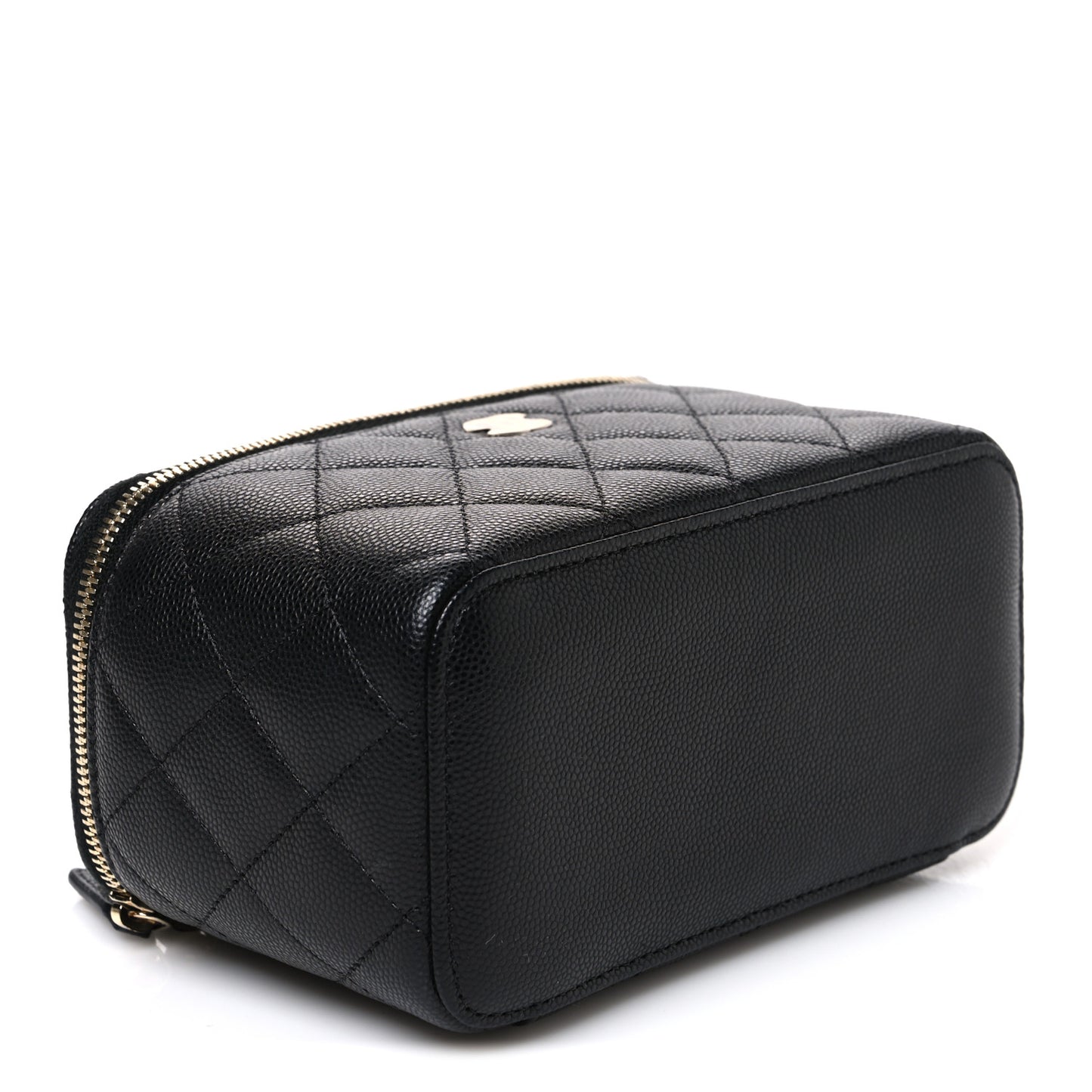 Caviar Quilted Small Vanity Case With Chain Black