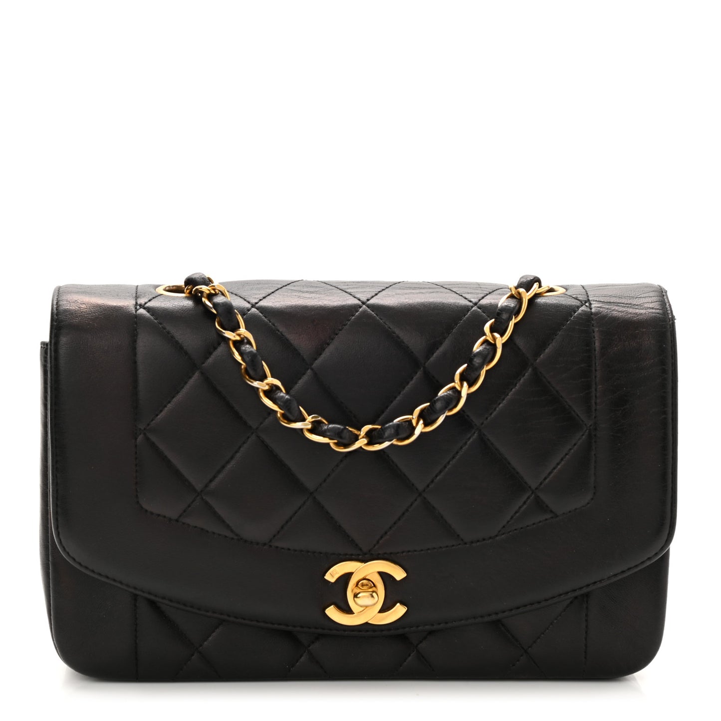 Lambskin Quilted Small Single Flap Black