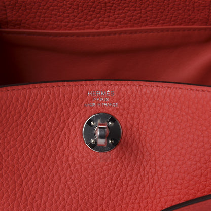 Hermes Taurillon Clemence Mini Lindy 20 Rose Texas 8 of 10