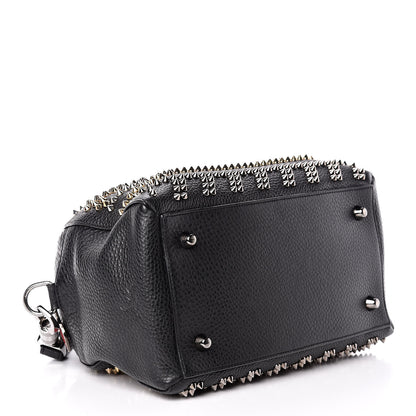 Christian Louboutin Calfskin Mix Chevron Spikes Small Panettone Bowling Bag Black 4 of 13