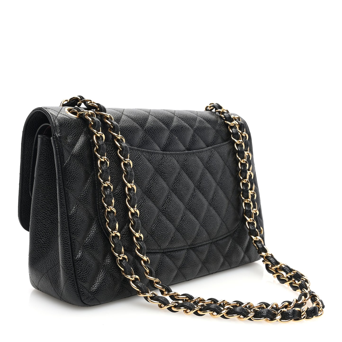 Caviar Quilted Jumbo Double Flap Black