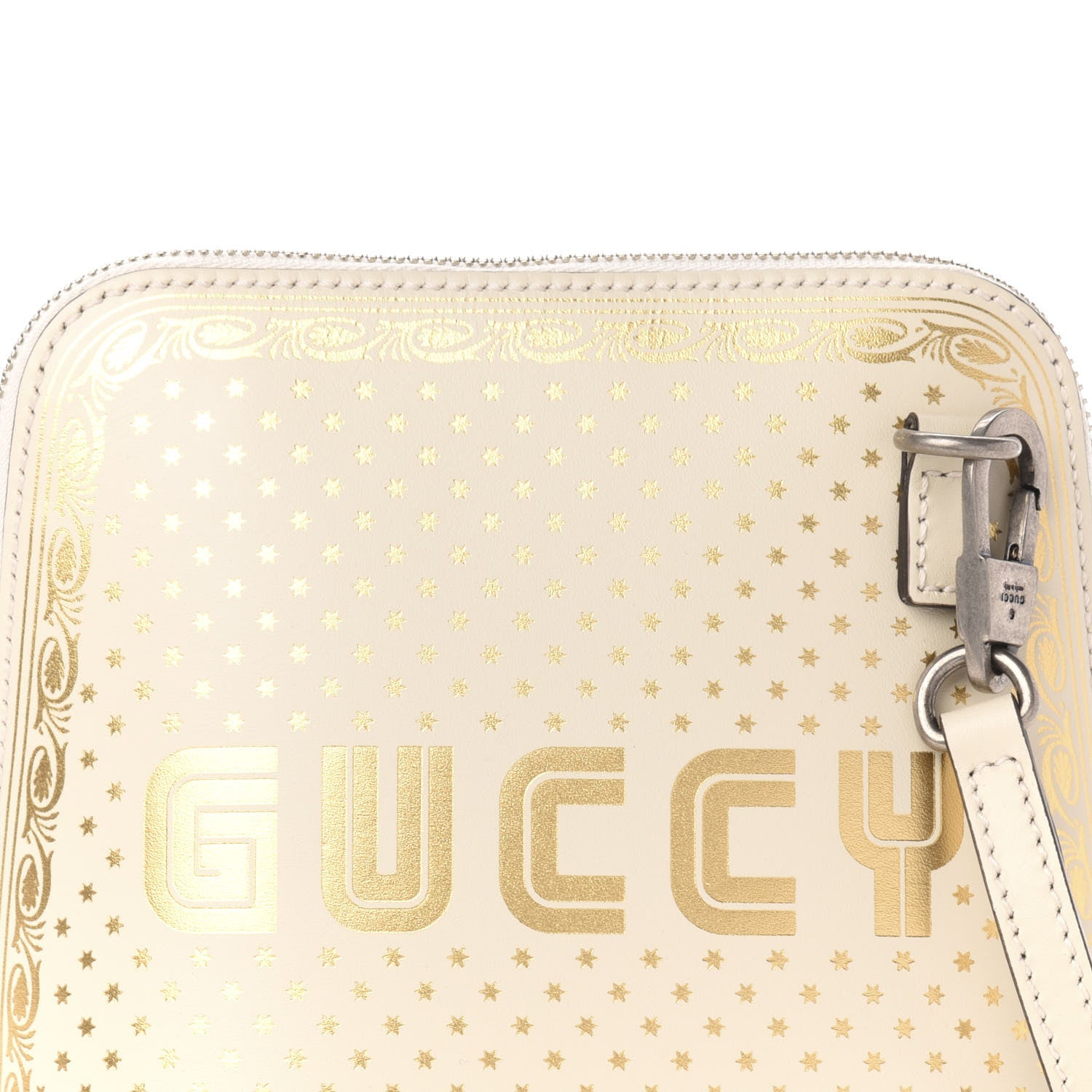 Gucci X SEGA Calfskin GUCCY Stars Mini Dome Shoulder Bag Mystic White Gold 11 of 11