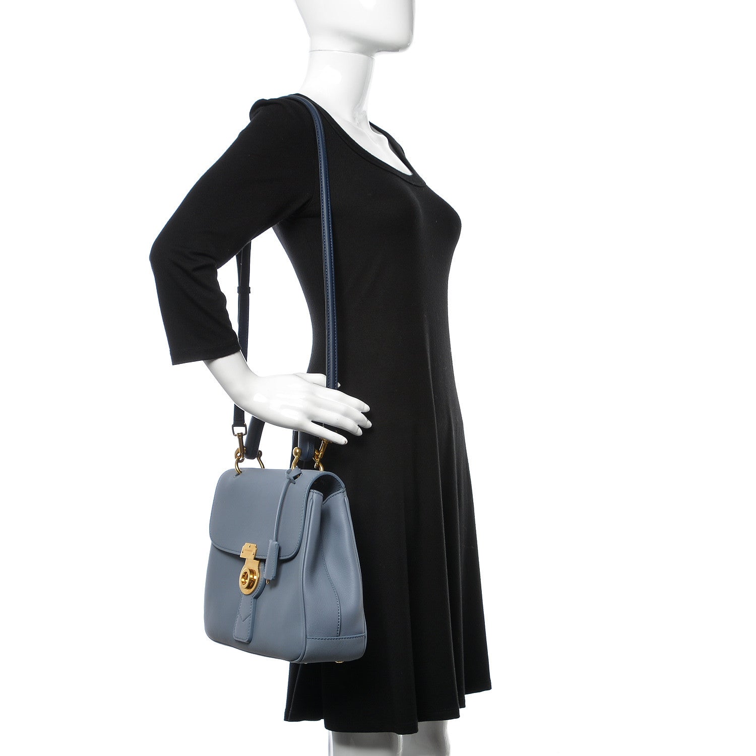 Burberry Trench Calfskin Medium DK88 Top Handle Bag Slate Blue 2 of 9