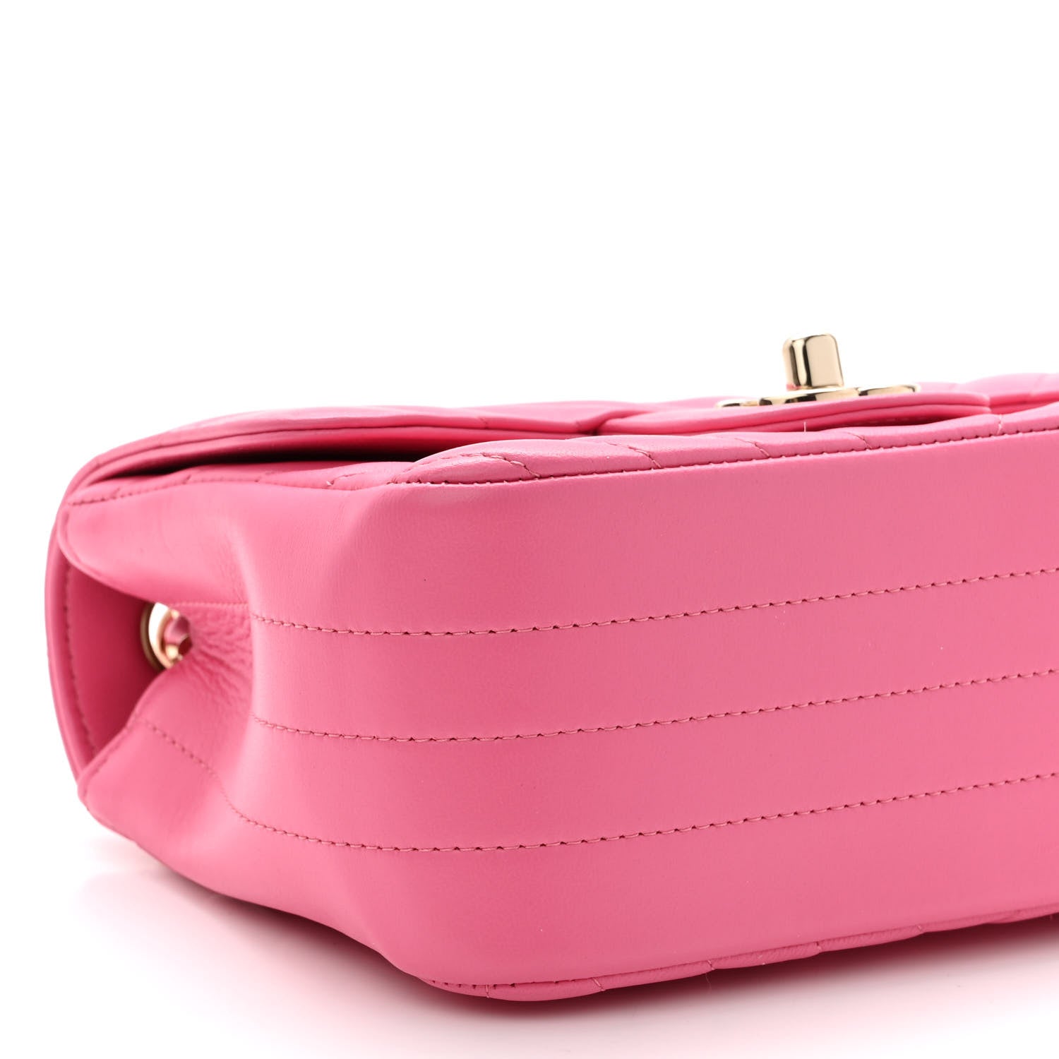 Chanel Lambskin Chevron Quilted Mini Square Flap Pink 9 of 11