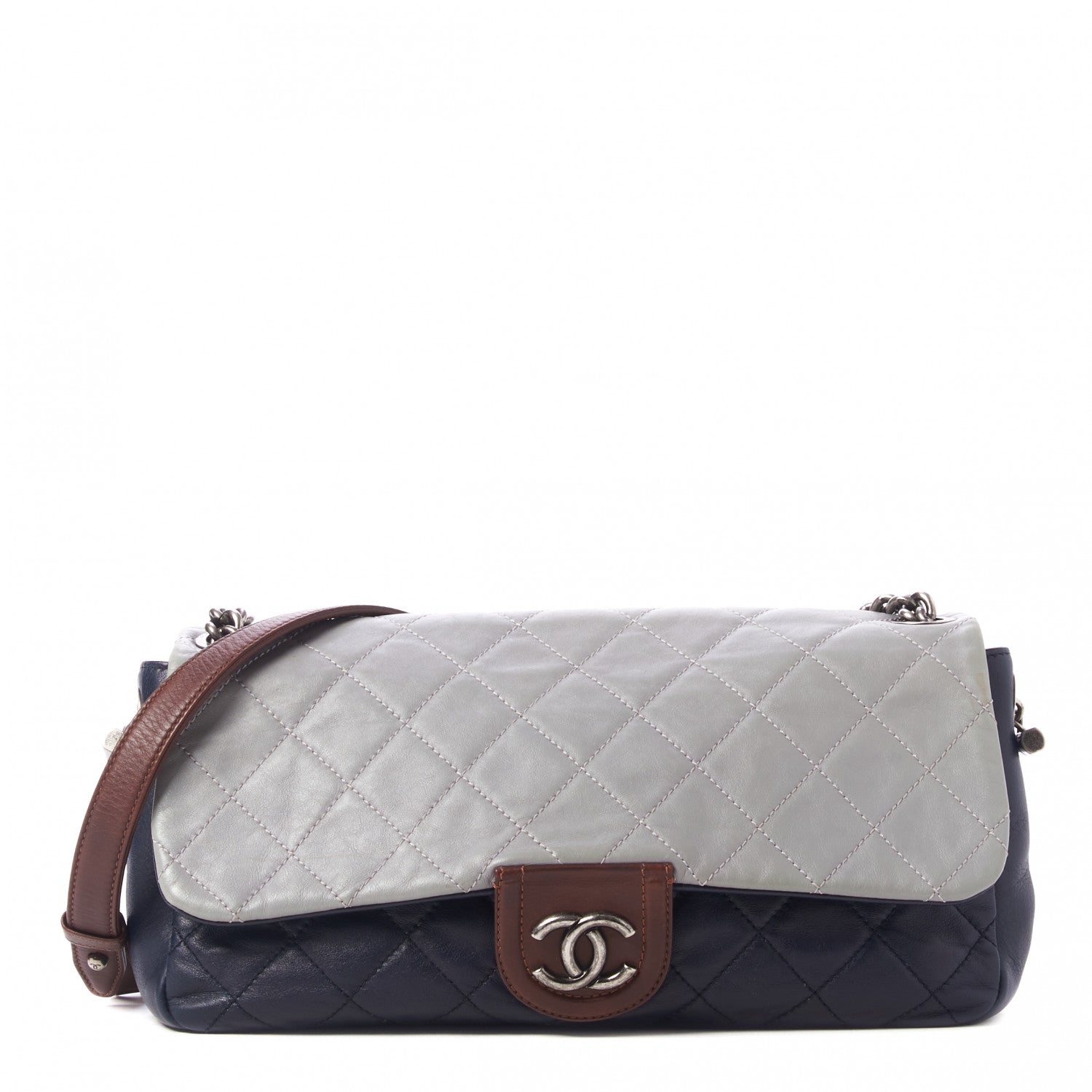 Chanel Iridescent Calfskin Tri-Color Country Chic Flap Navy Blue 1 of 9