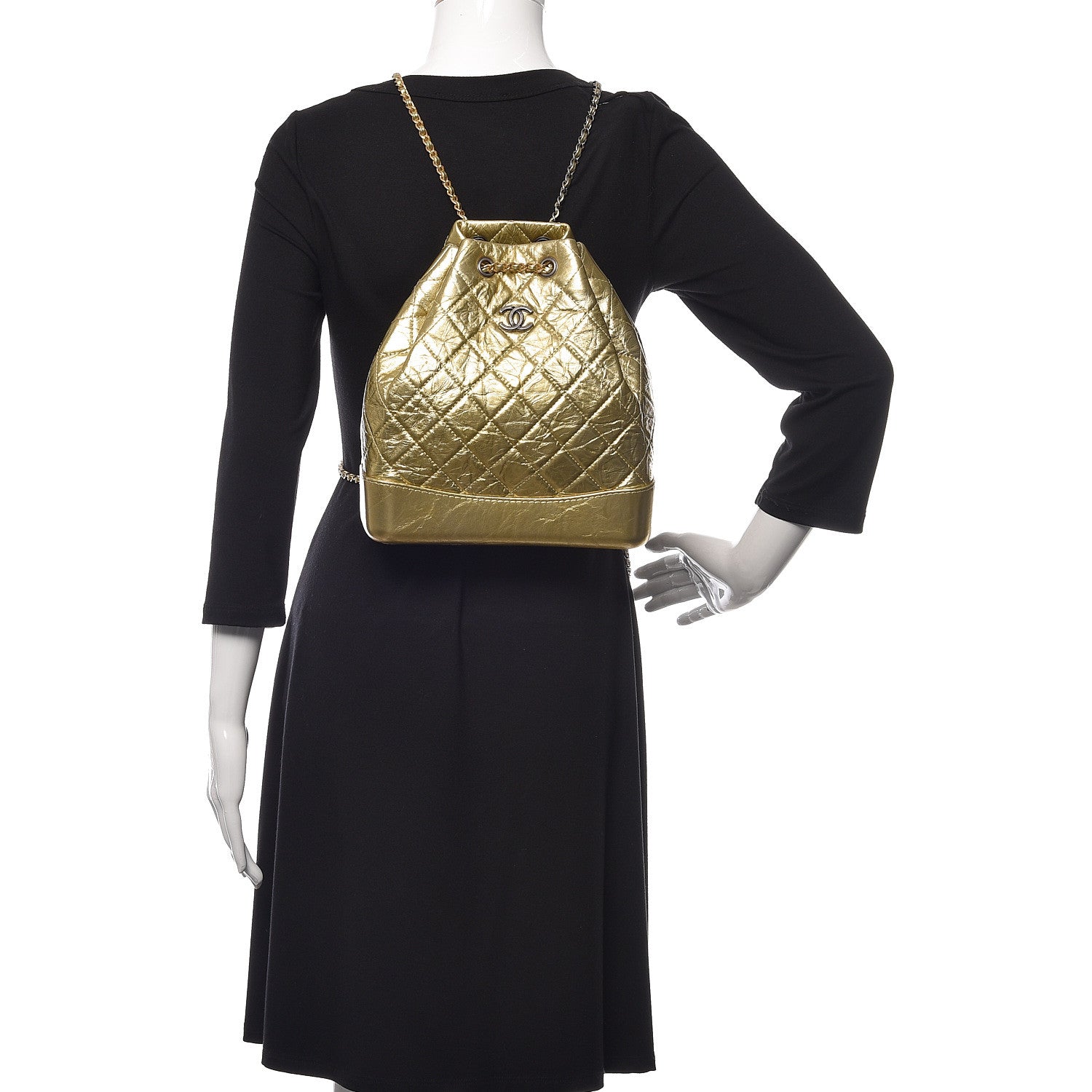 Chanel Metallic Aged Calfskin Quilted Gabrielle Backpack Gold 2 of 11