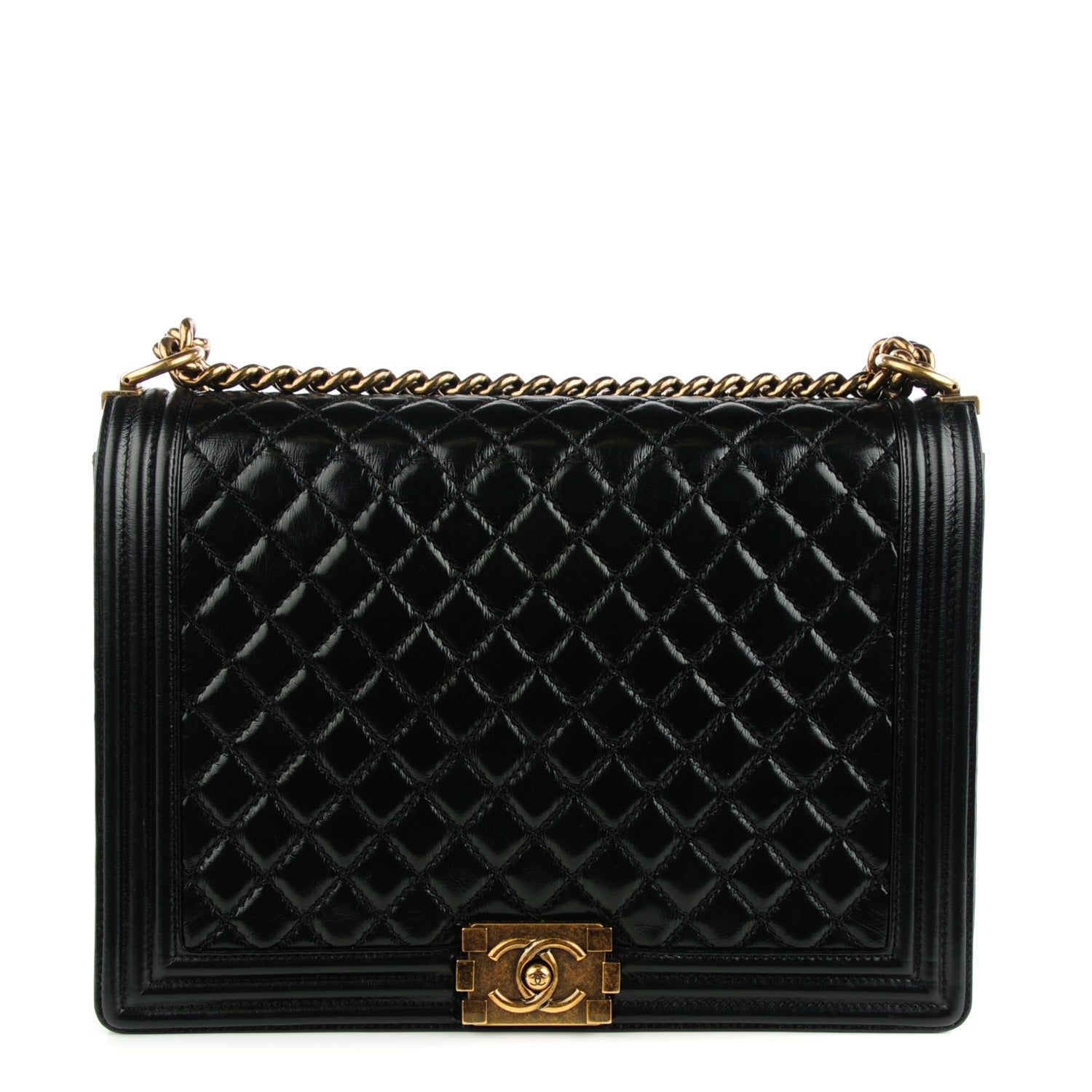 Chanel Glazed Calfskin Quilted Large Boy Flap Black 1 of 9