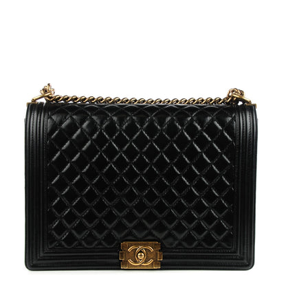 Chanel Glazed Calfskin Quilted Large Boy Flap Black 1 of 9