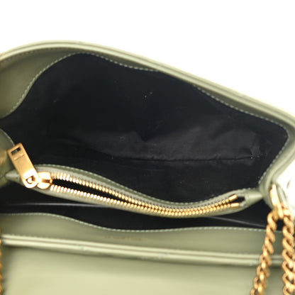 Saint Laurent Calfskin Y Quilted Monogram Small Loulou Chain Satchel Light Sage 5 of 13