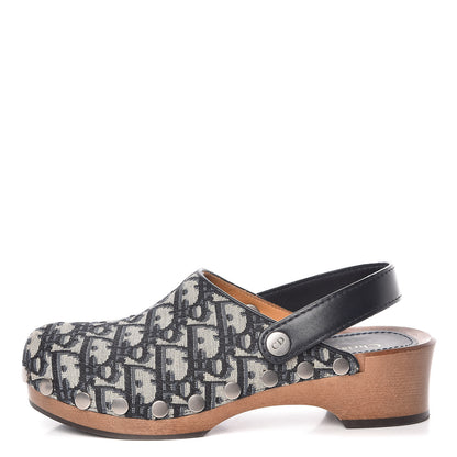 Christian Dior Canvas Oblique Diorquake 20mm Slingback Clogs 36 Deep Blue 1 of 7