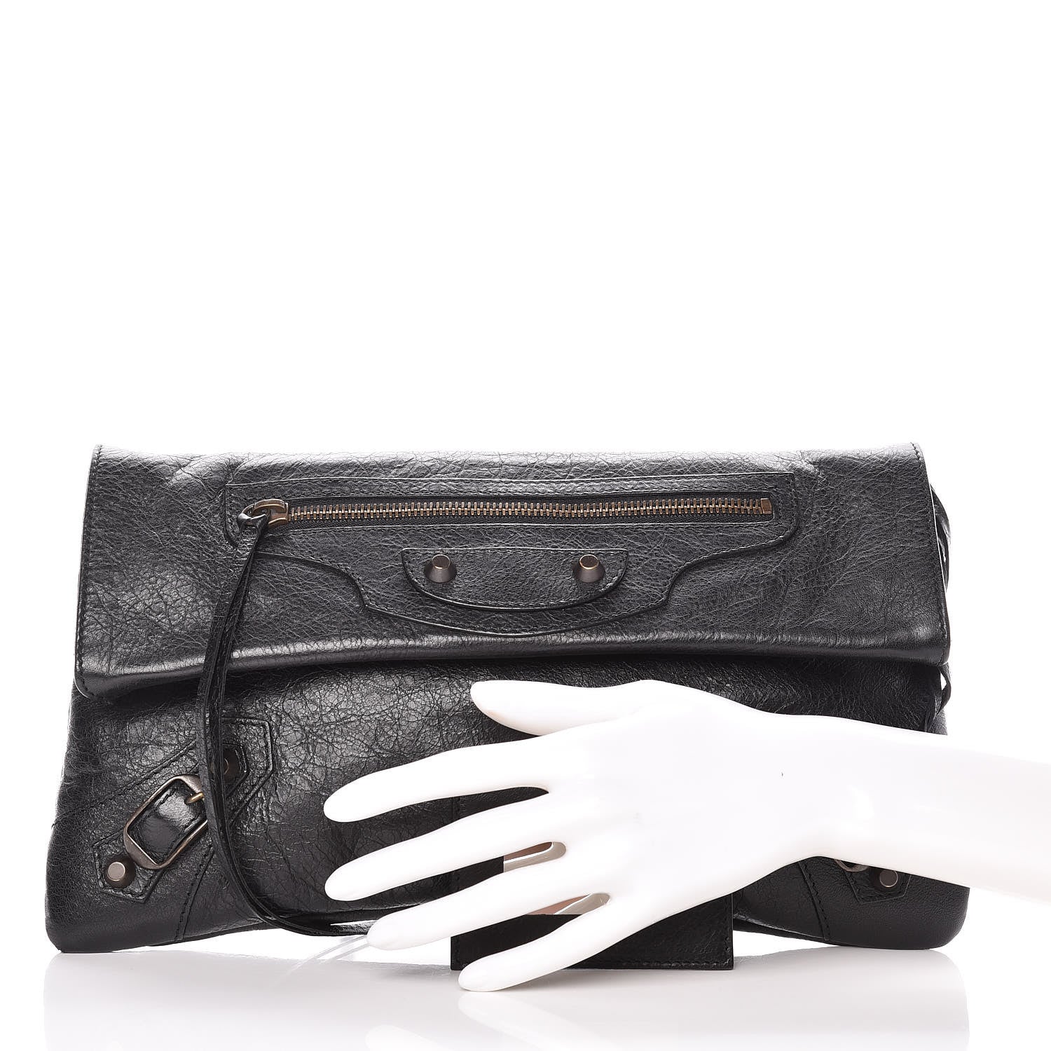 Balenciaga Agneau Classic Hardware Envelope Clutch Black 2 of 10