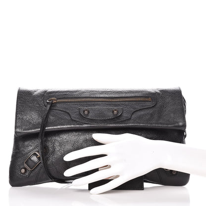 Balenciaga Agneau Classic Hardware Envelope Clutch Black 2 of 10