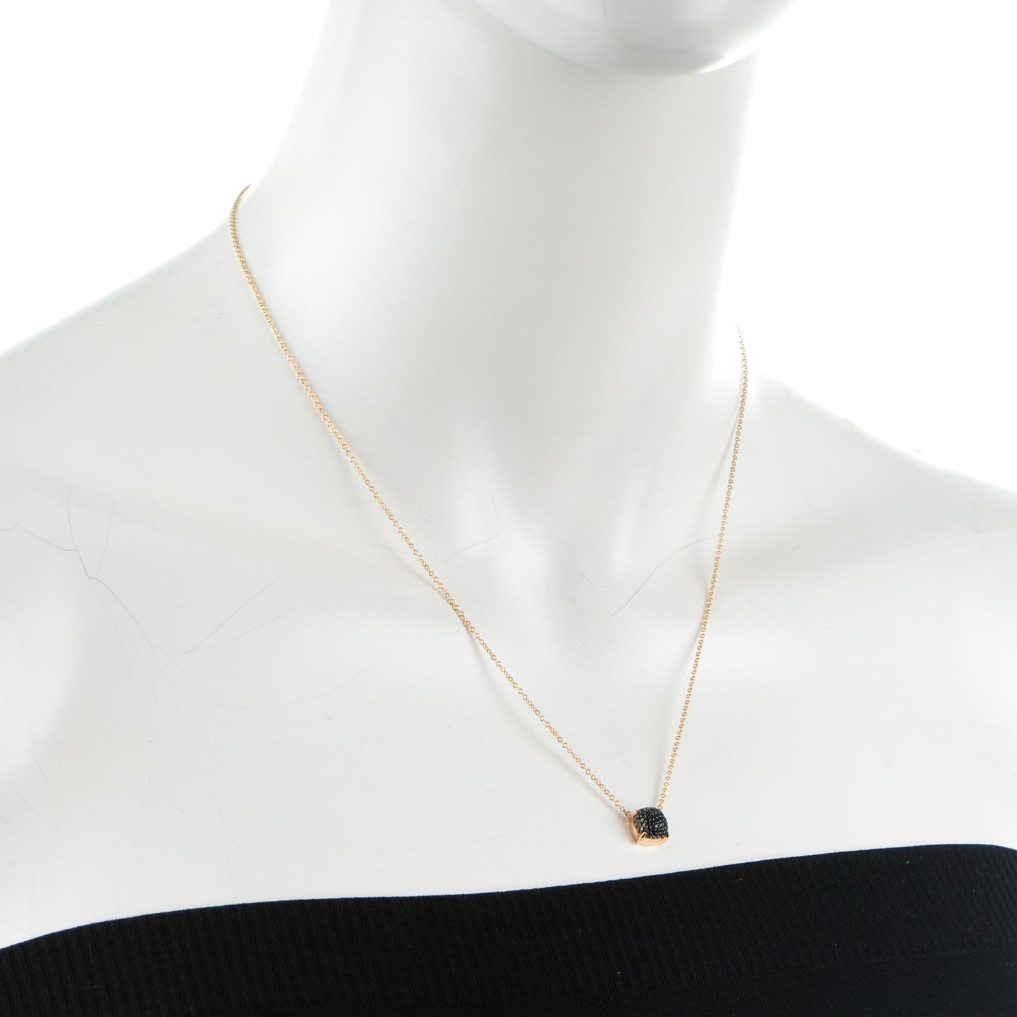 18K Rose Gold Black Diamond Pendant Necklace