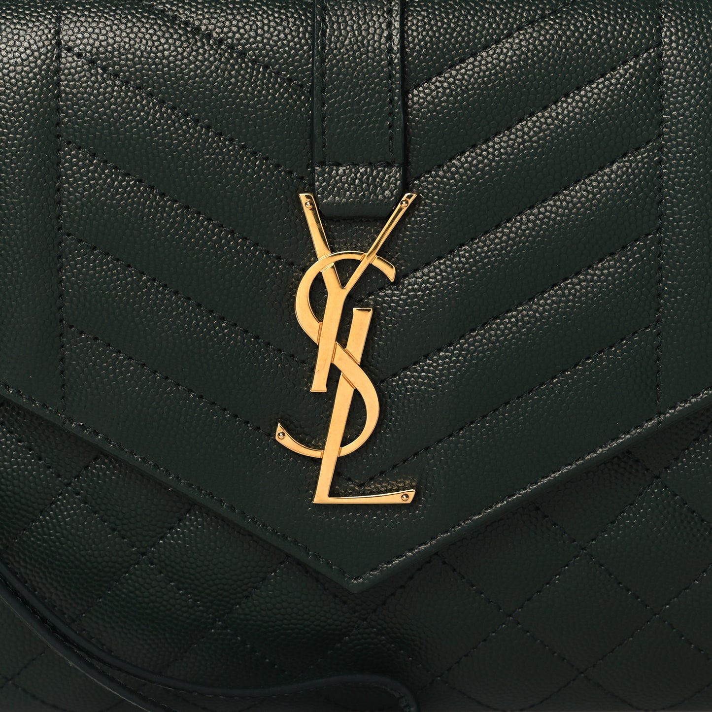Grain De Poudre Textured Mixed Matelasse Triquilt Monogram Clutch Vert Fonce