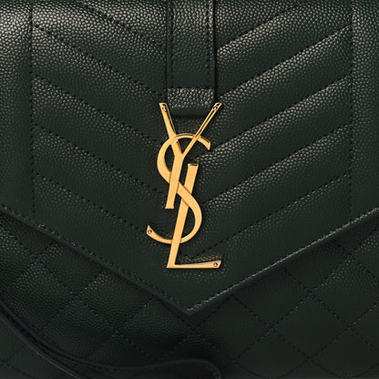 Saint Laurent Grain De Poudre Textured Mixed Matelasse Triquilt Monogram Clutch Vert Fonce 8 of 10