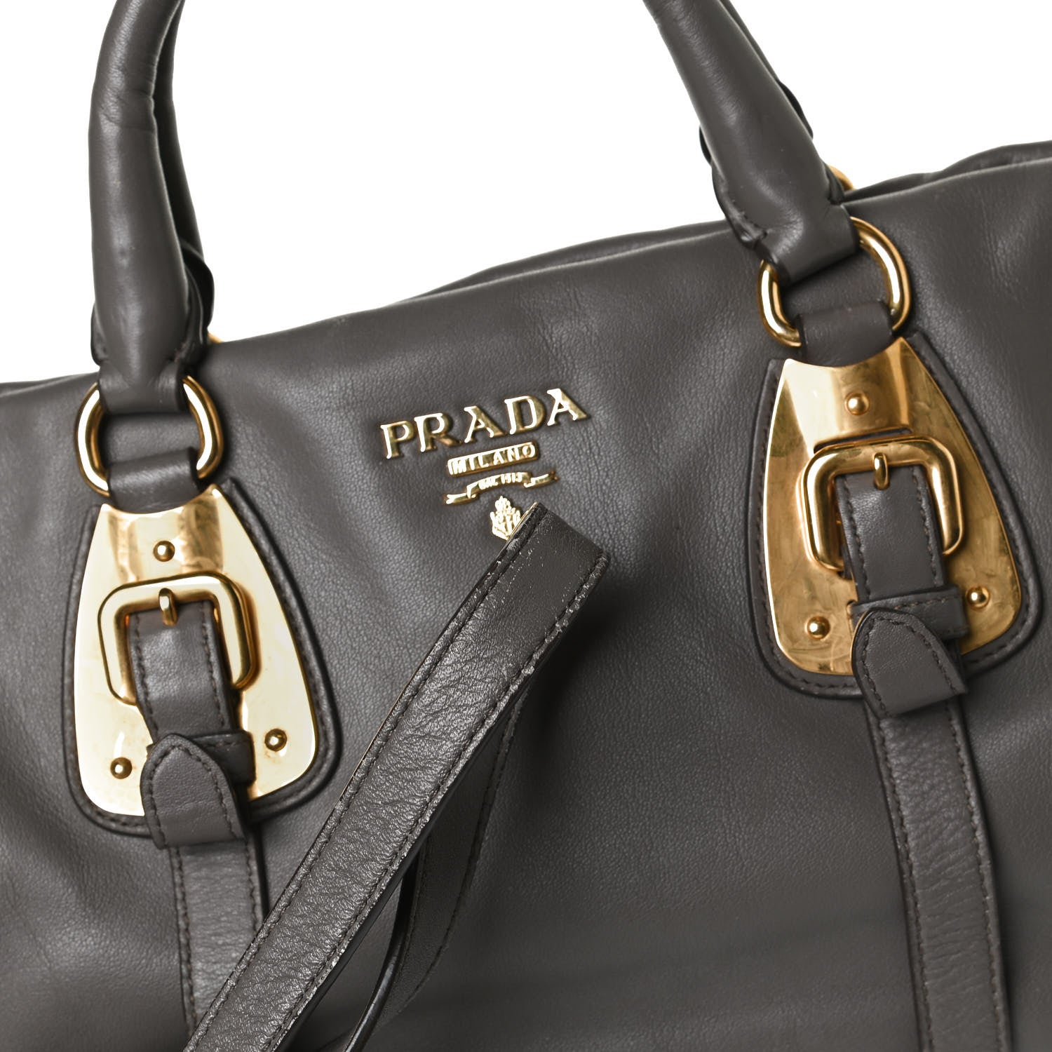 Prada Soft Calf Shopping Satchel Bag Bambu 17 of 27
