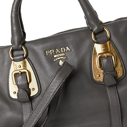 Prada Soft Calf Shopping Satchel Bag Bambu 17 of 27
