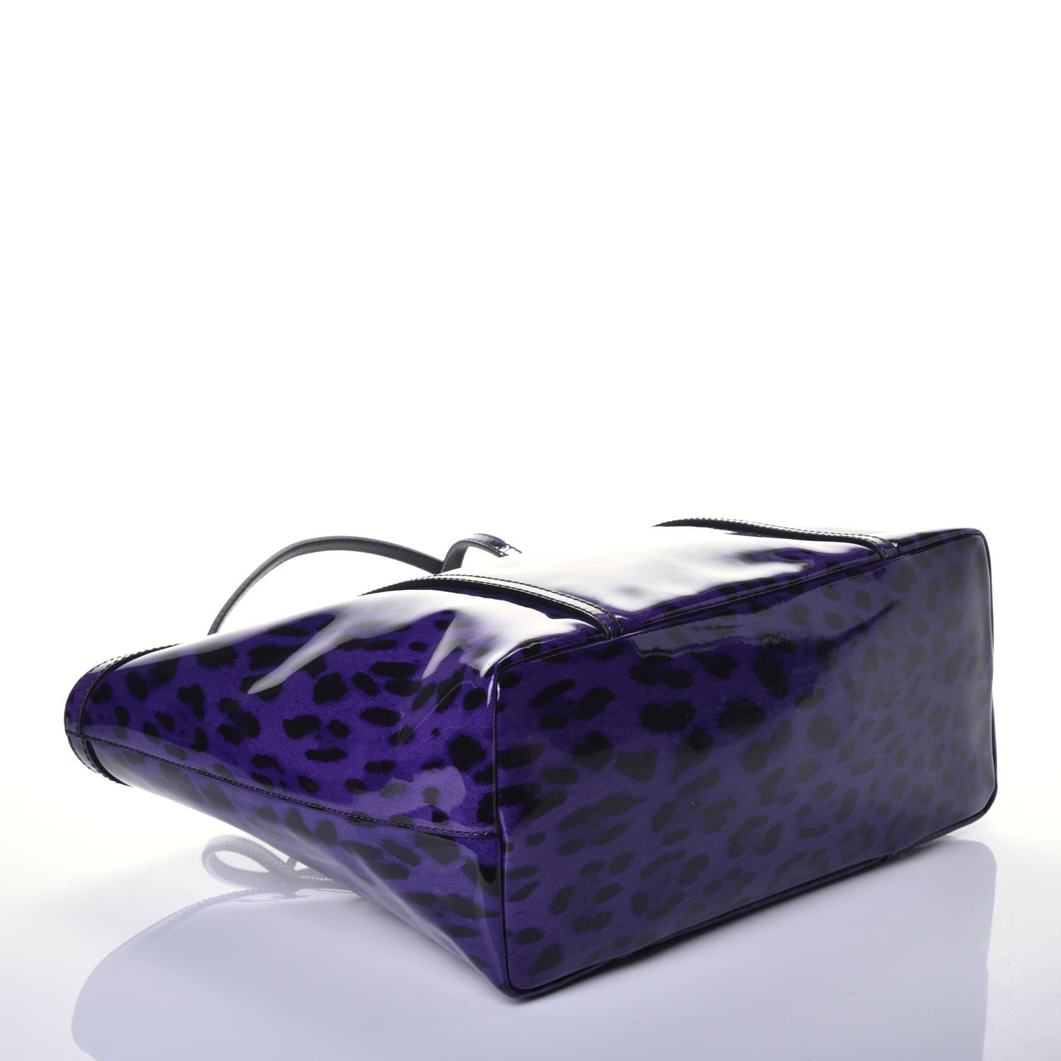Dolce & Gabbana Patent Leopard Print Shopping Tote Purple Black 4 of 8