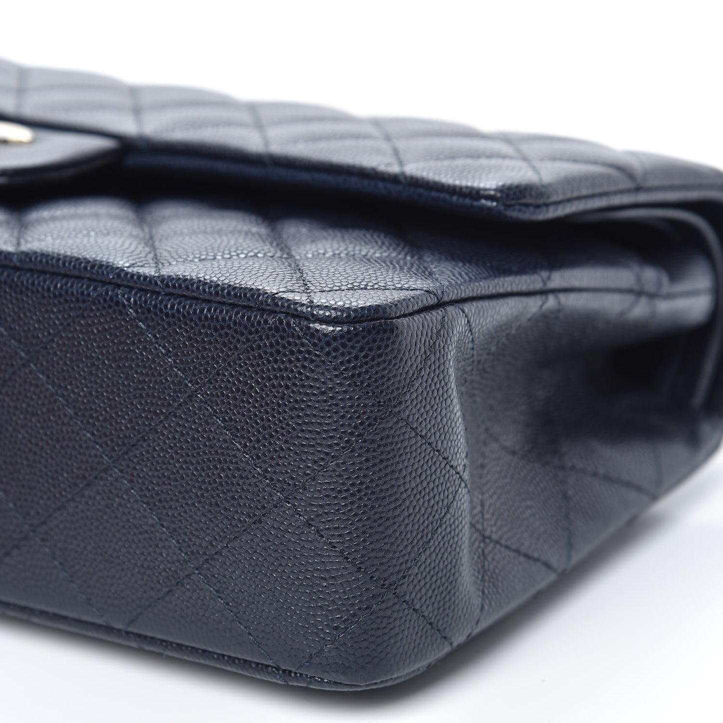 Caviar Quilted Medium Double Flap Navy