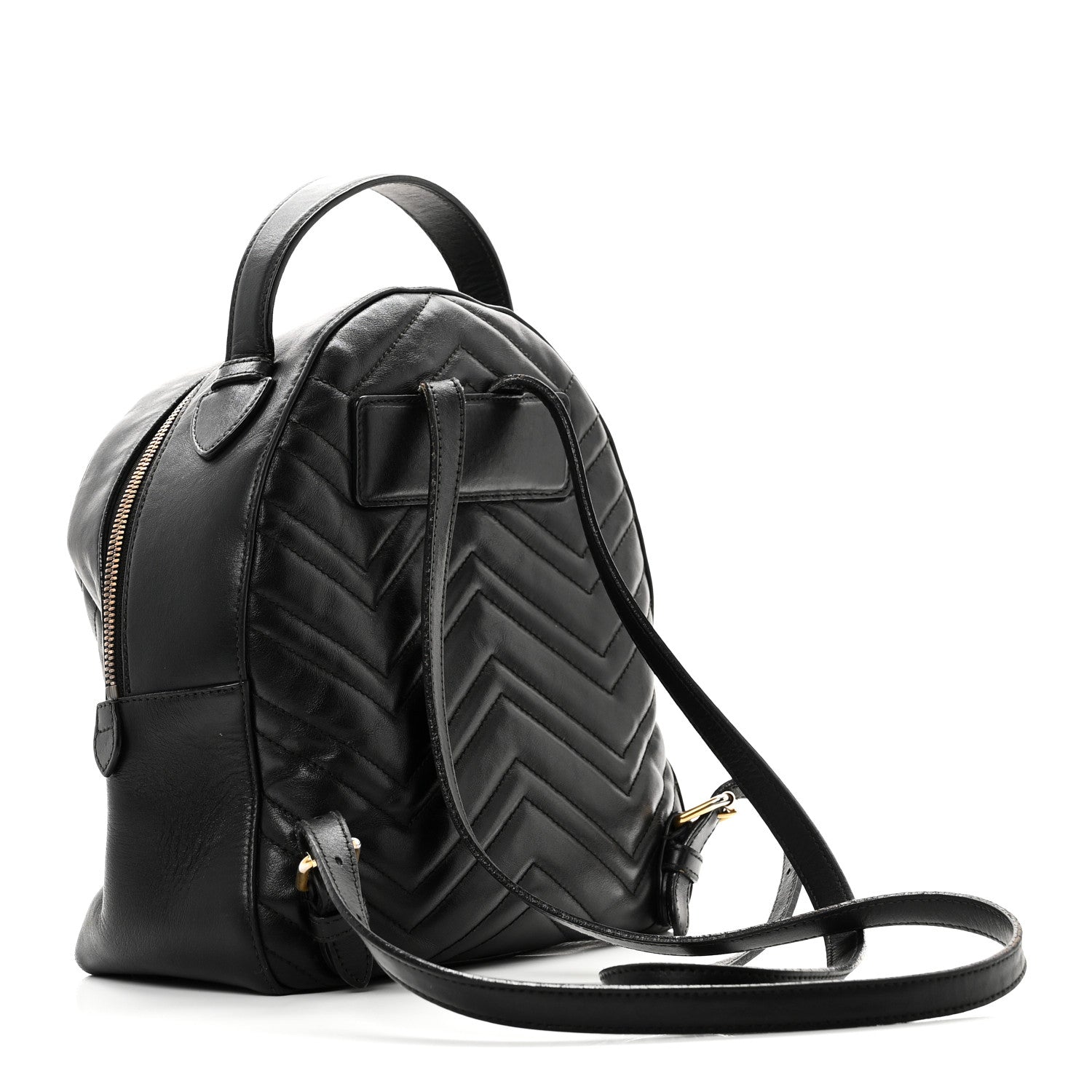 Gucci Calfskin Matelasse GG Marmont Dome Backpack Black 3 of 13