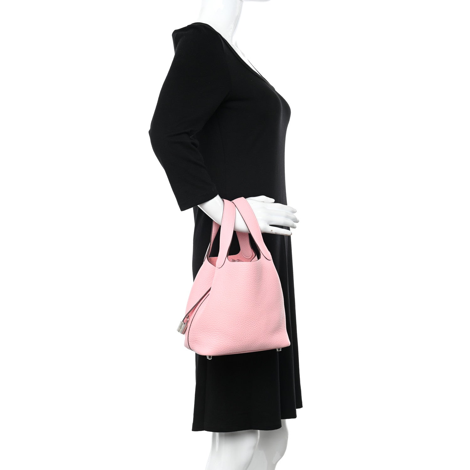 Hermes Taurillon Clemence Picotin Lock 18 PM Rose Sakura 2 of 10