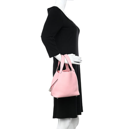 Hermes Taurillon Clemence Picotin Lock 18 PM Rose Sakura 2 of 10