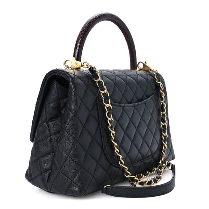 Chanel Caviar Lizard Quilted Small Coco Handle Flap Black 3 of 11