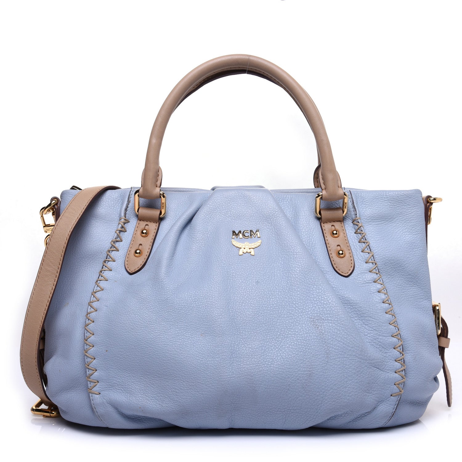 MCM Grained Calfskin Crossbody Blue 1 of 14