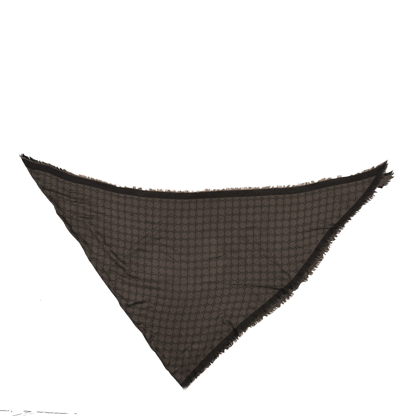 Wool Silk Monogram GGWeb Fringe Shawl Pearl Medium Grey
