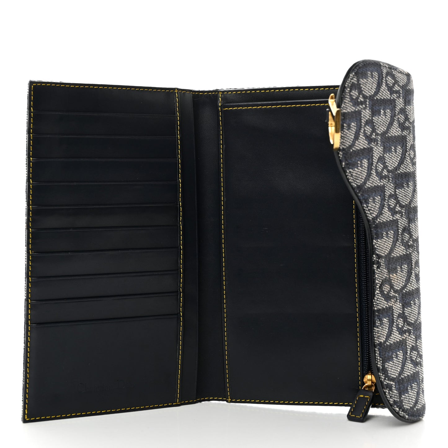 CHRISTIAN DIOR Monogram Saddle Wallet Navy