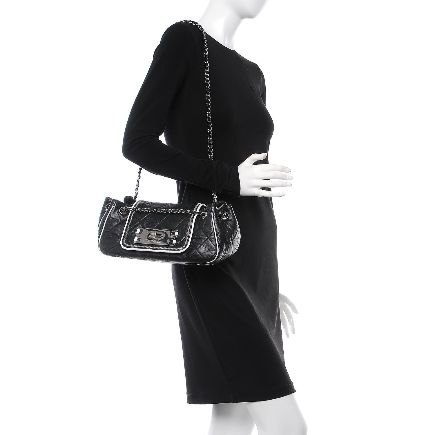 Chanel Lambskin Quilted East West Accordion Flap Black 3 of 14