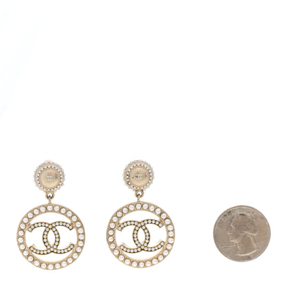 Chanel Pearl CC Drop Earrings Light Gold 2 of 4