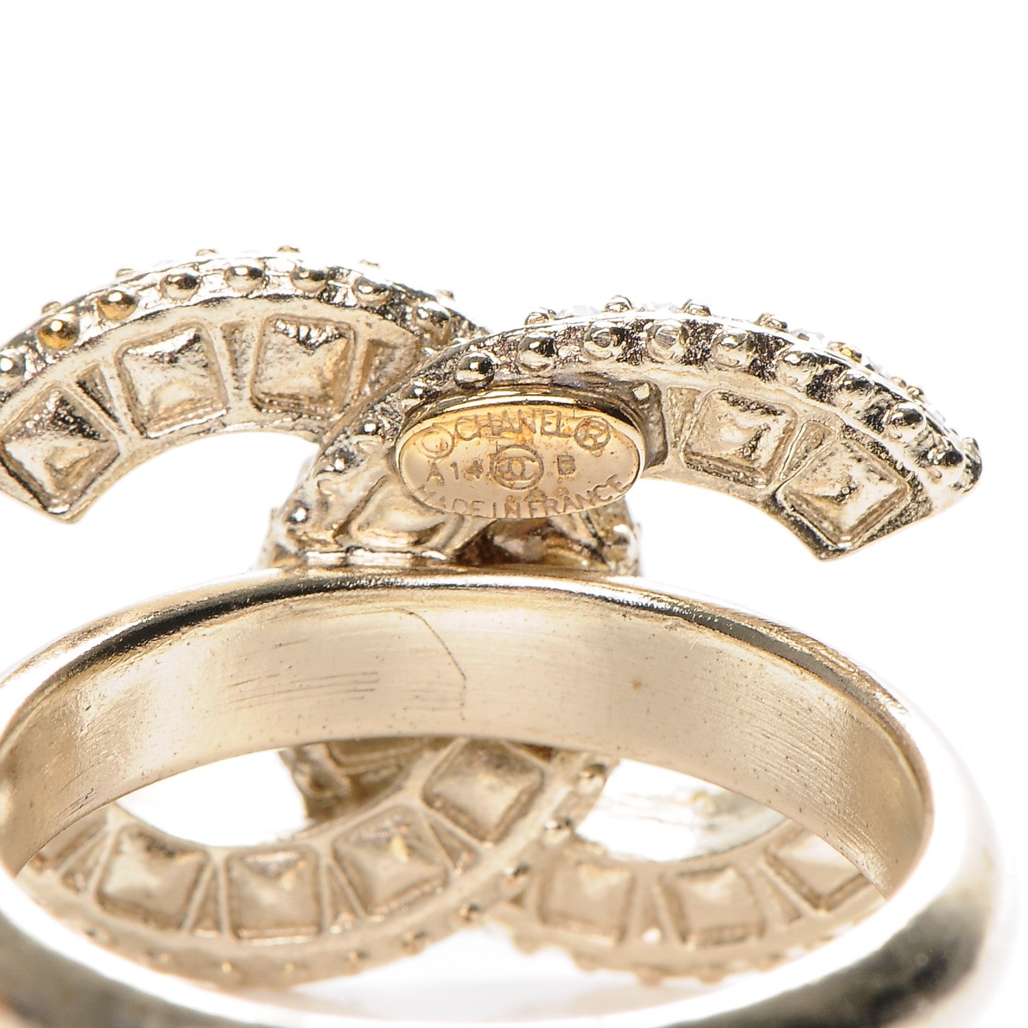 Chanel Crystal CC Ring 52 6 Gold 4 of 4