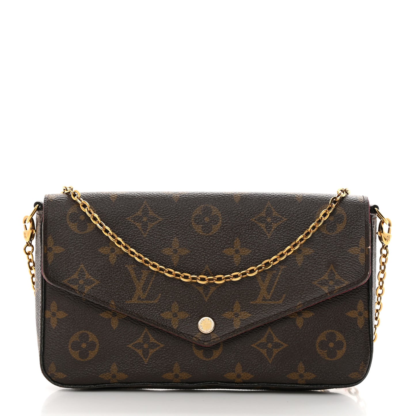 Monogram Pochette Felicie Chain Wallet Fuchsia