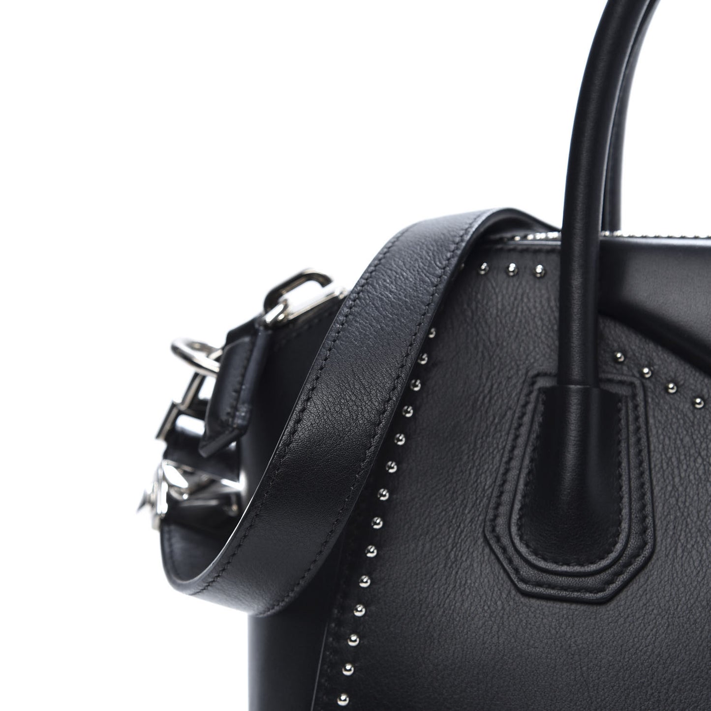 Calfskin Small Studded Antigona Black