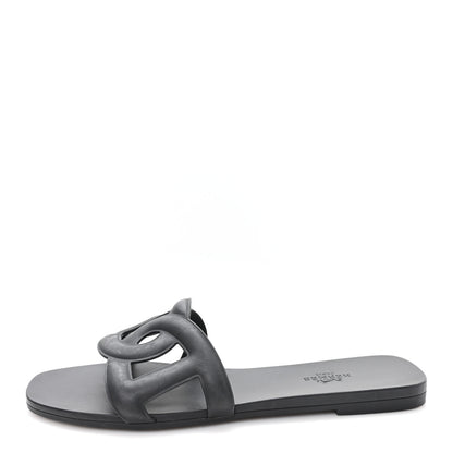 Hermes Rubber Aloha Sandals 38 Black 1 of 9