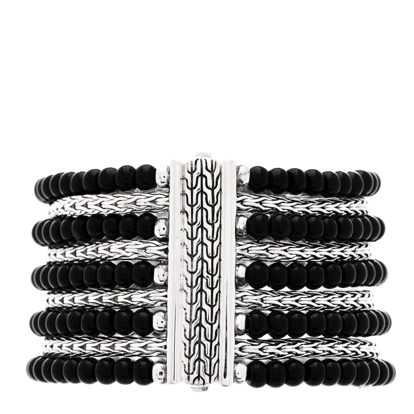 Sterling Silver Black Onyx Multi Strand Bracelet
