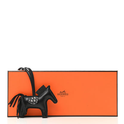Hermes Milo Lambskin Matte Alligator Touch Grigri Rodeo Horse Bag Charm PM So Black 5 of 5