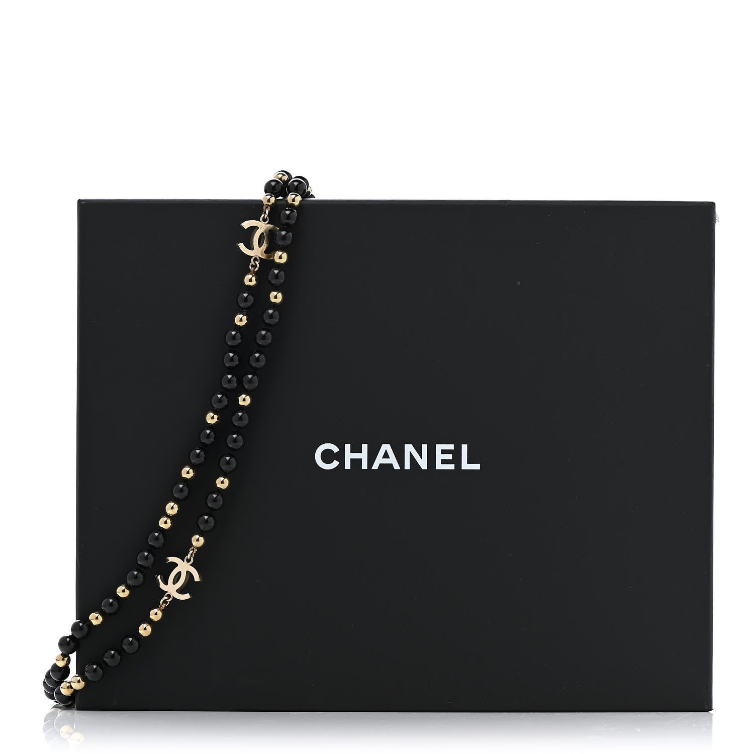 Chanel Beaded CC Long Necklace Black Gold 7 of 7