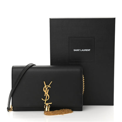 Saint Laurent Smooth Calfskin Classic Monogram Kate Tassel Chain Wallet Black 10 of 10