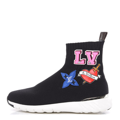 Louis Vuitton Stretch Fabric LV Black Heart Sock Sneaker 37 Black 1 of 9
