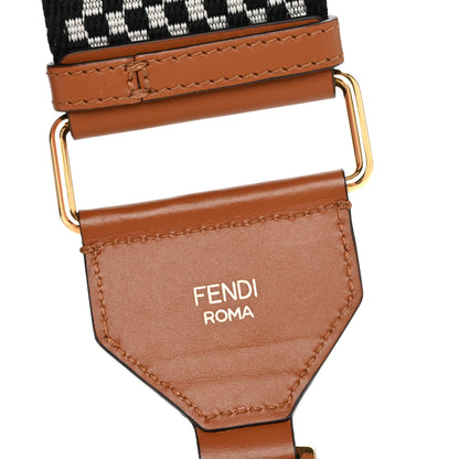 Fendi Ribbon Vitello King Logo Embossed Gingham Woven Adjustable Strap You Panna Black Cuoio 4 of 9