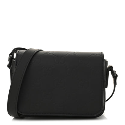 Gucci Rubber Effect Calfskin GG Mini Messenger Bag Black 1 of 10