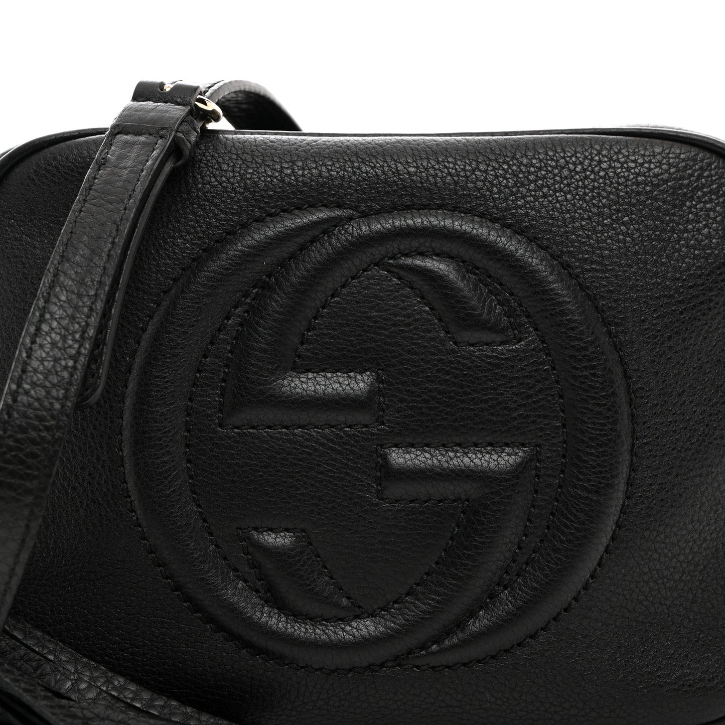 Pebbled Calfskin Small Soho Disco Bag Black