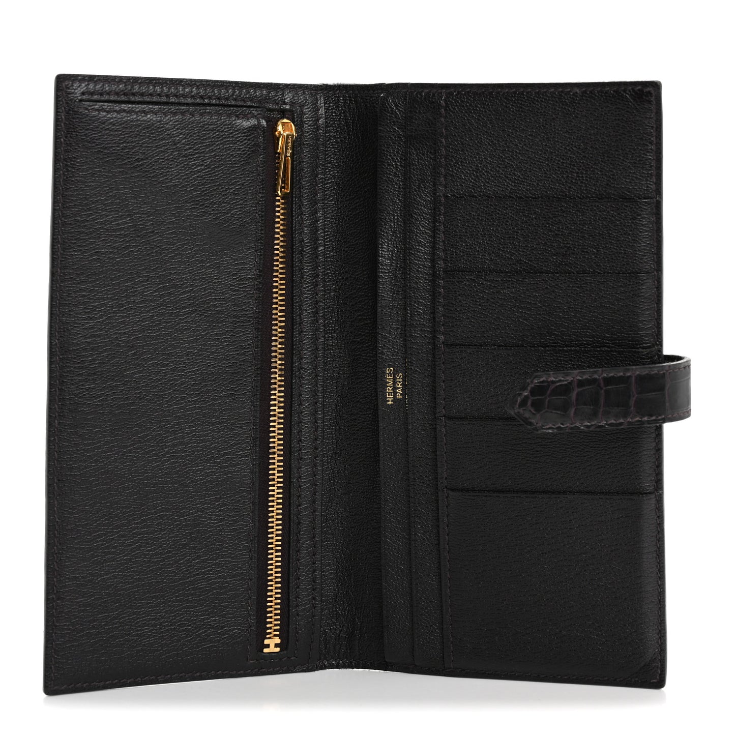 Shiny Alligator Bearn Gusset Wallet Aubergine