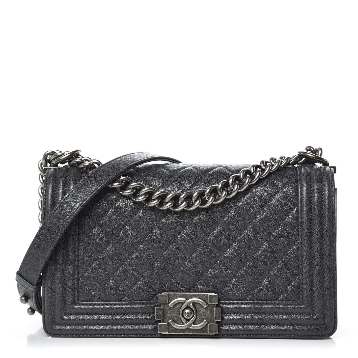 Caviar Quilted Medium Boy Flap Charcoal