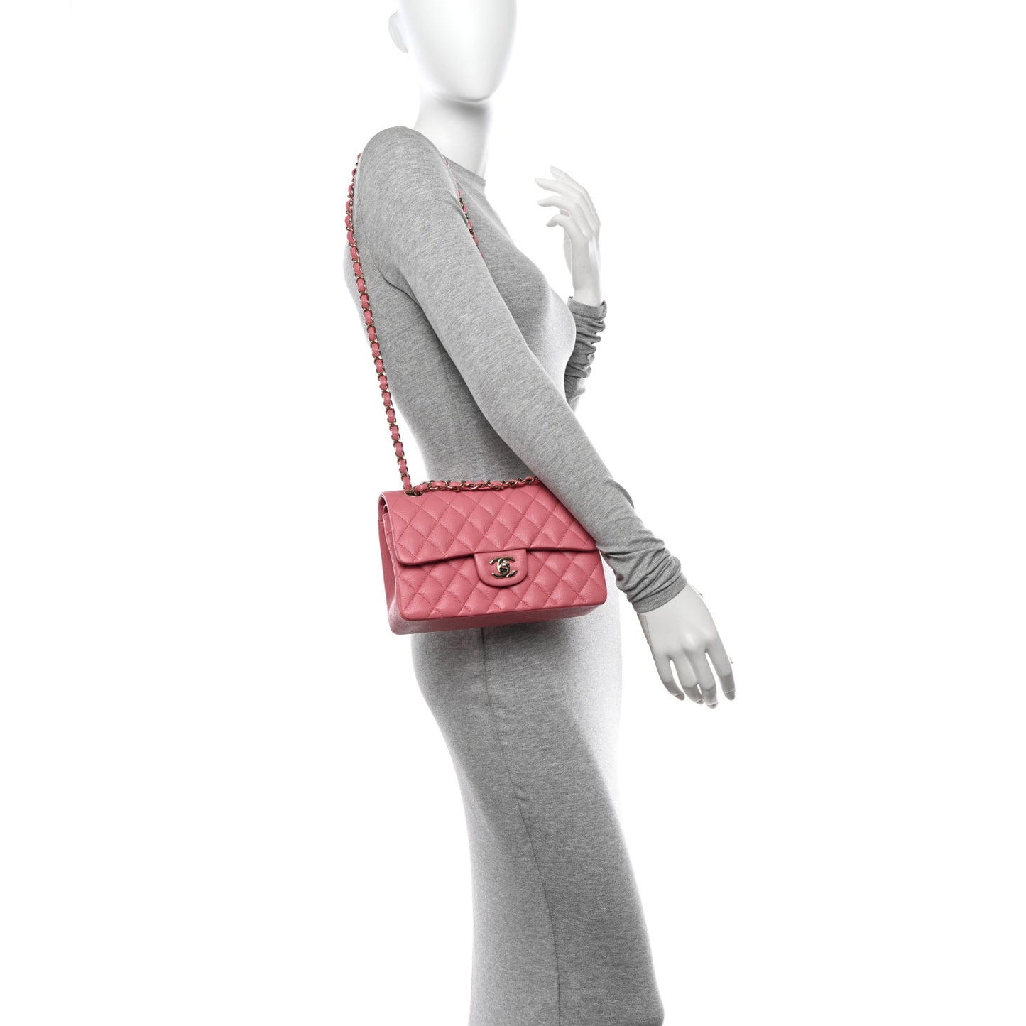 Caviar Quilted Small Double Flap Pink